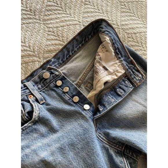 Levi’s 501 Super Ripped Medium Wash Straight Leg Mid Rise Women’s Jeans Size 27 - Picture 8 of 11